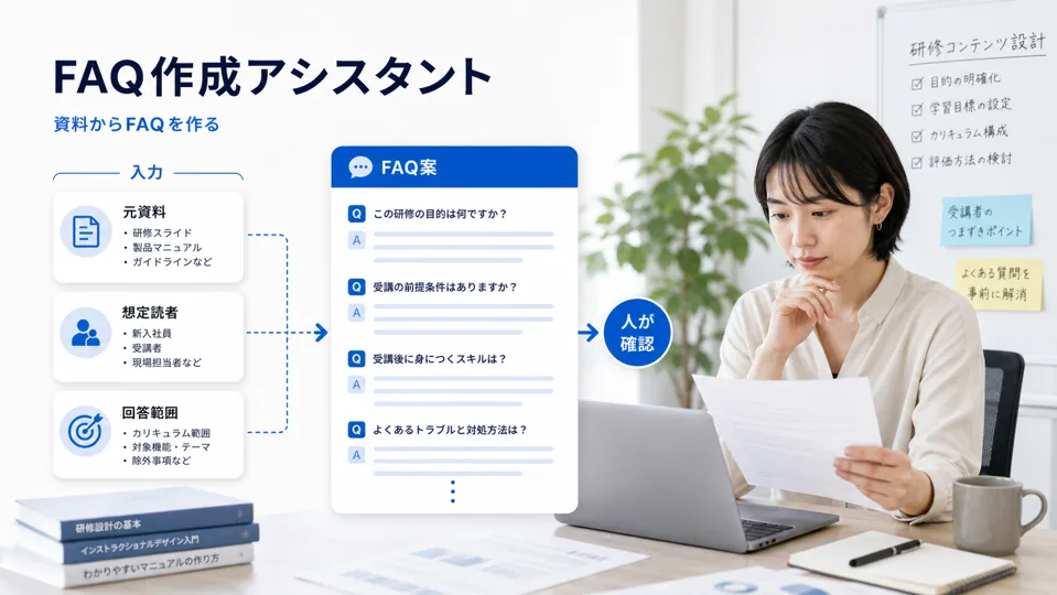 社内FAQとナレッジベース回答を作成するNotta Brainの画面イメージ