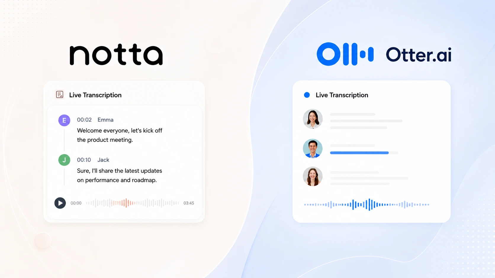 Couverture de comparaison entre les assistants de prise de notes IA Notta et Otter.ai