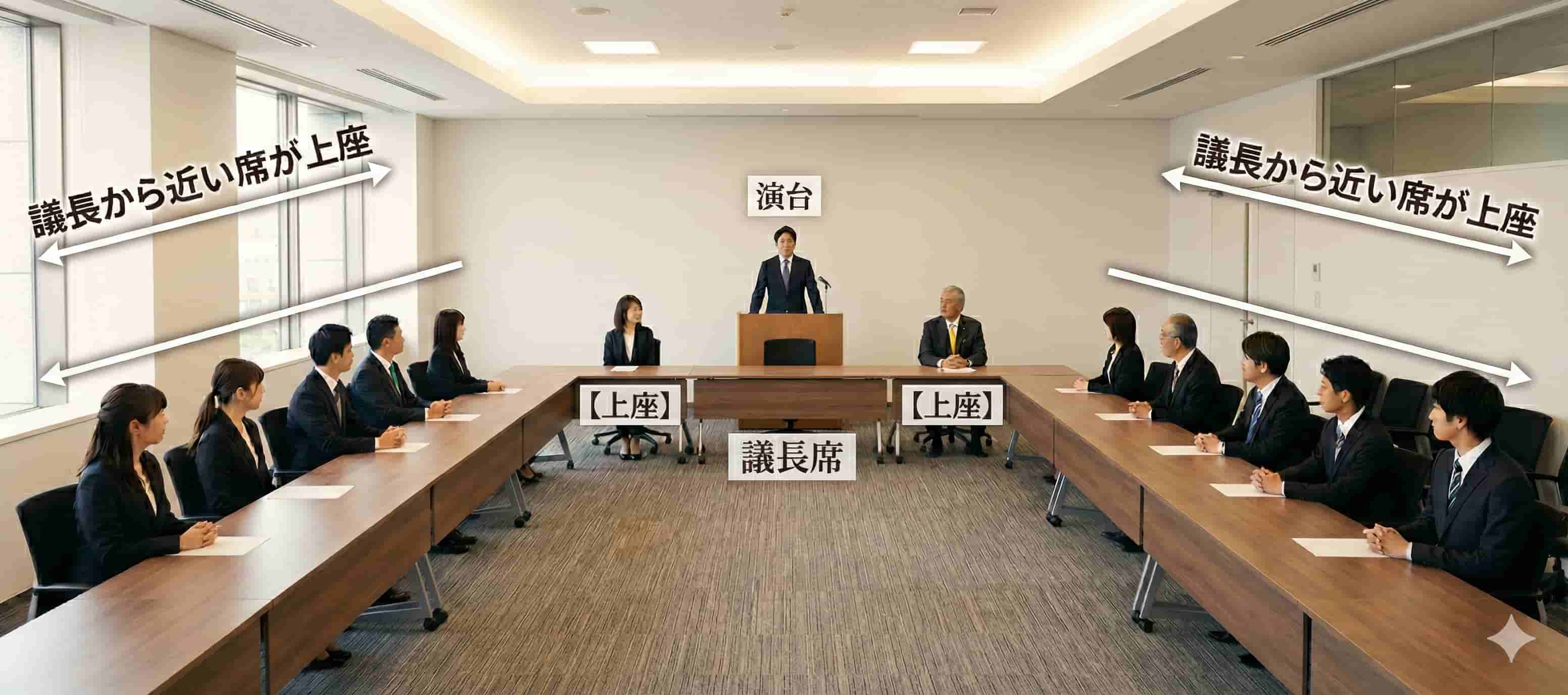 議長席(演台)がある場合の特殊な席次ルール 議長席(演台)がある場合の特殊な席次ルール