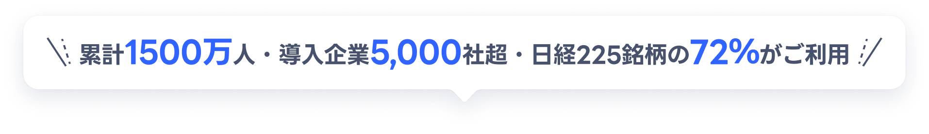累計1500万人・導入企業5,000社超・日経225銘柄の72%がご利用