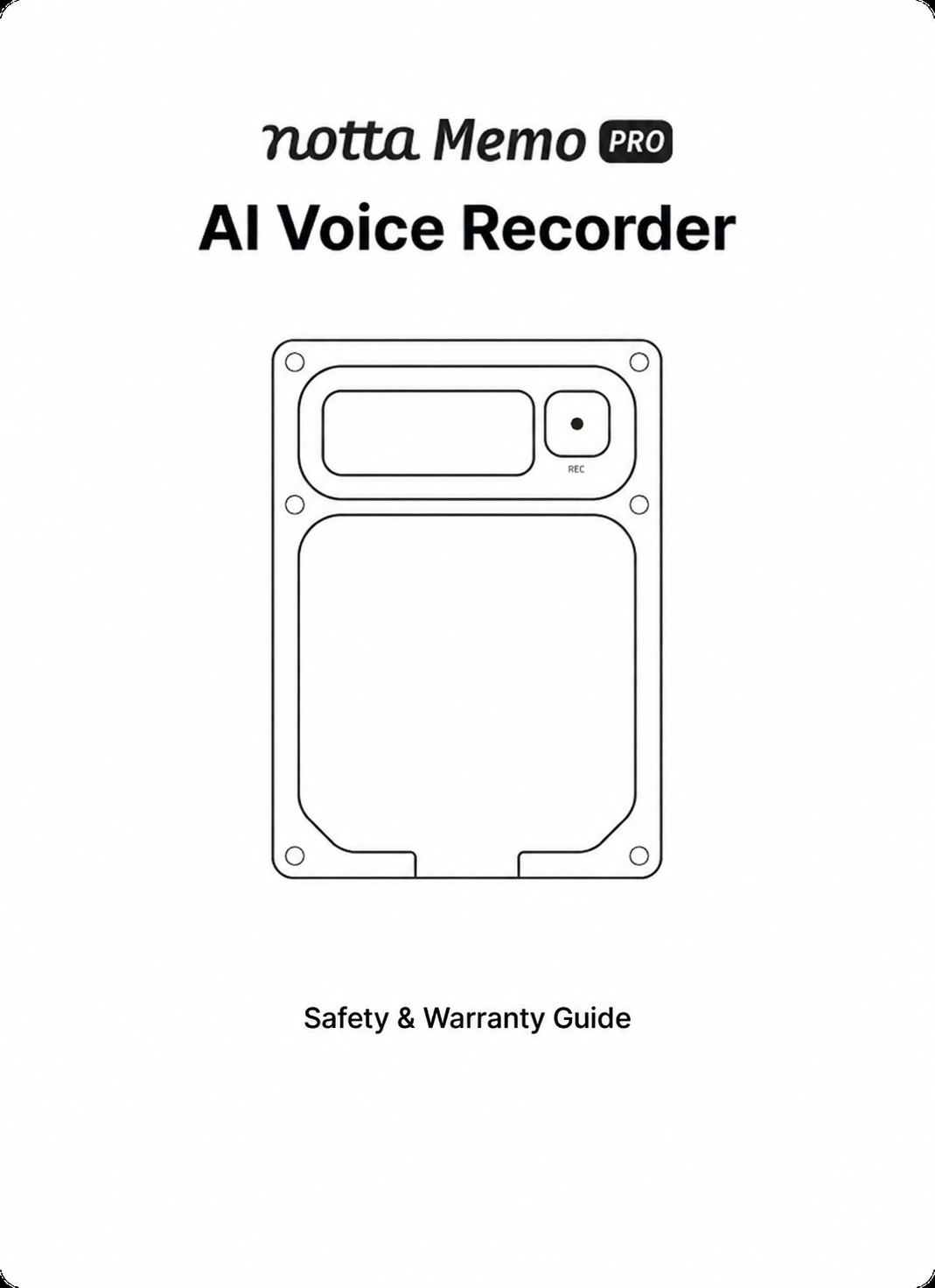 Notta Memo Pro Safety and Warranty Guide cover