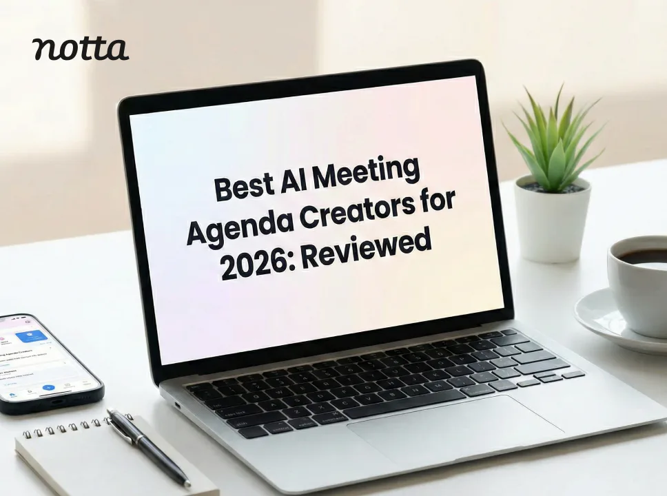 AI meeting agenda creator tools comparison chart showing various software interfaces and features for 2026