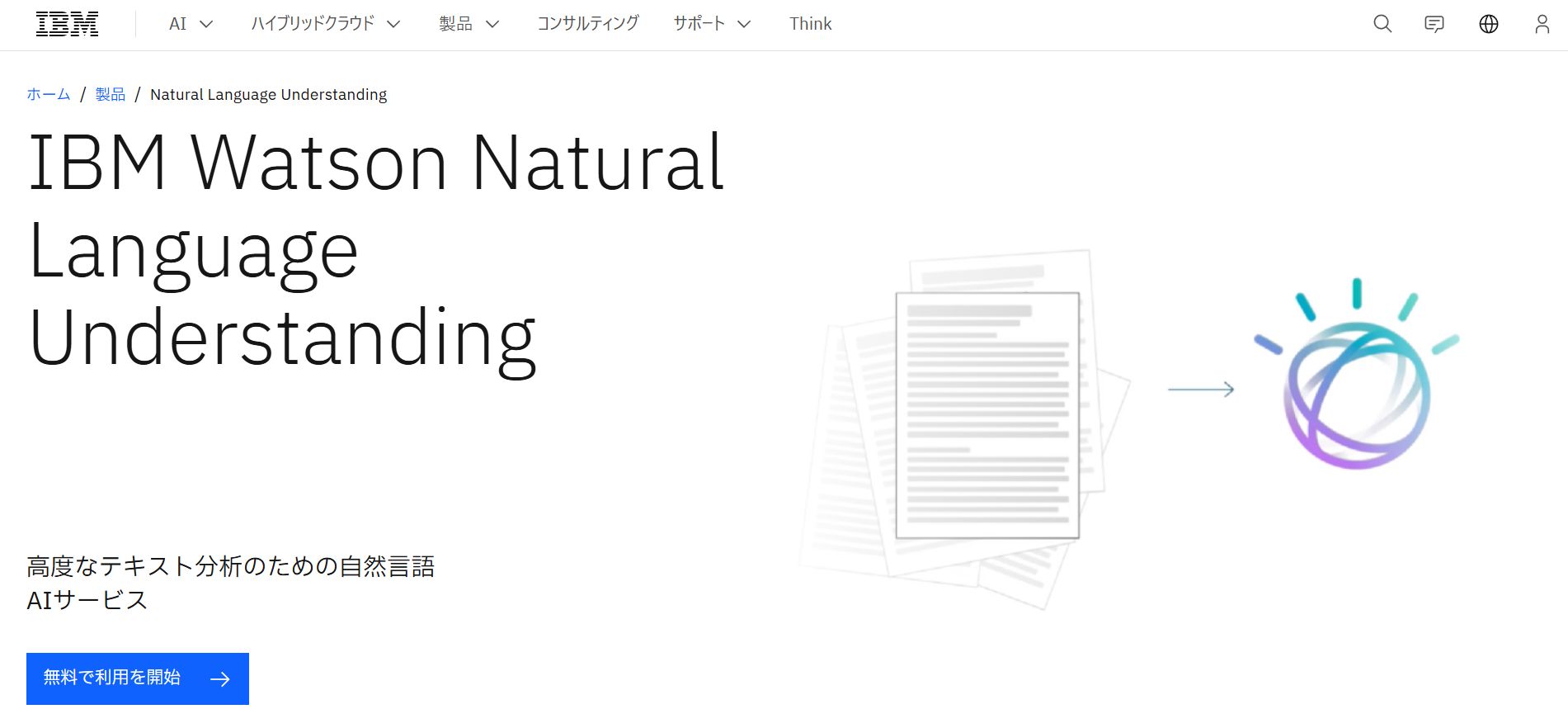 IBM watsonx NLU専門分野テキスト分析ツール