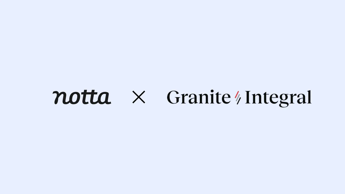 Notta company announcement showing Series B funding milestone with voice intelligence technology visualization