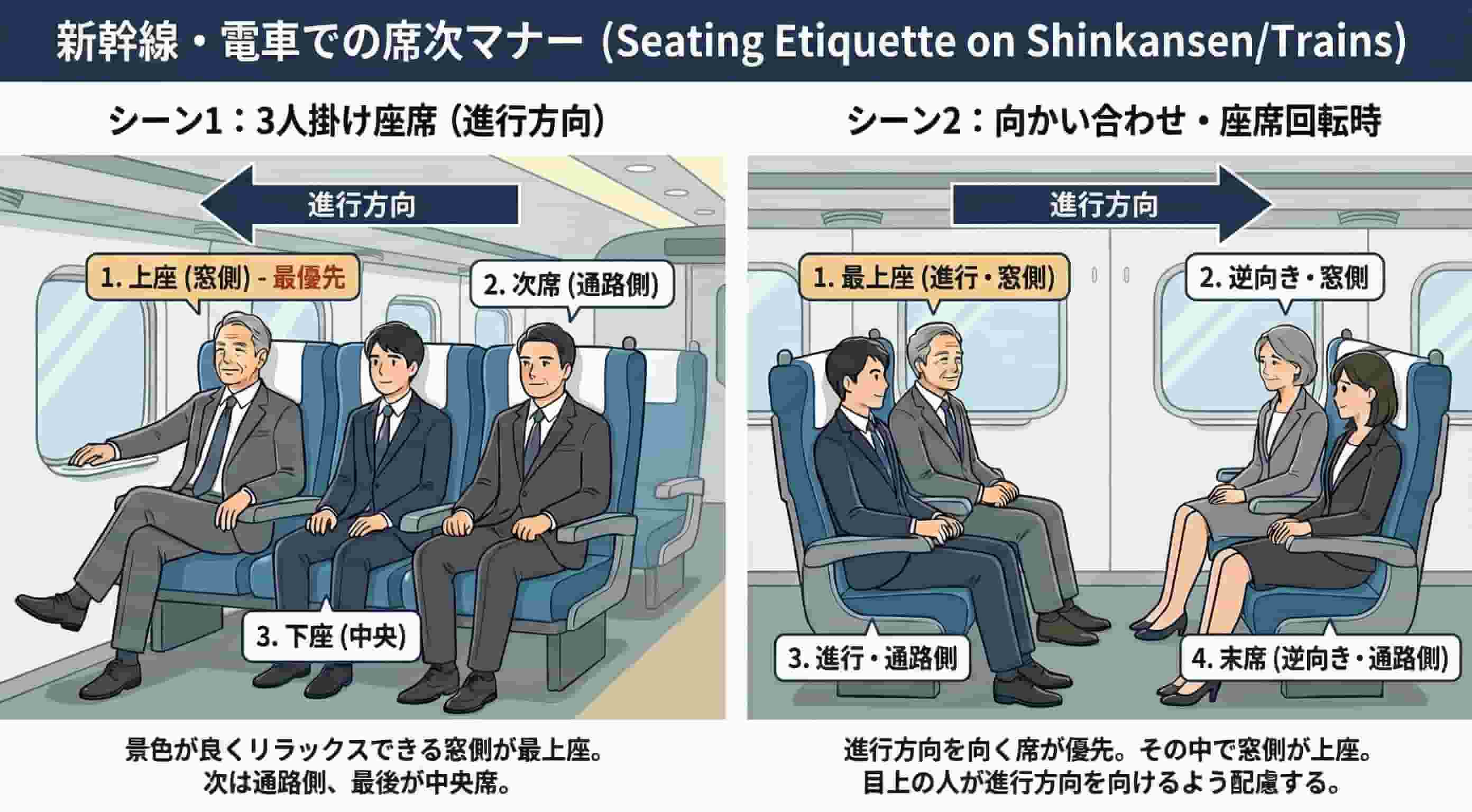 新幹線・電車での席次 新幹線・電車での席次