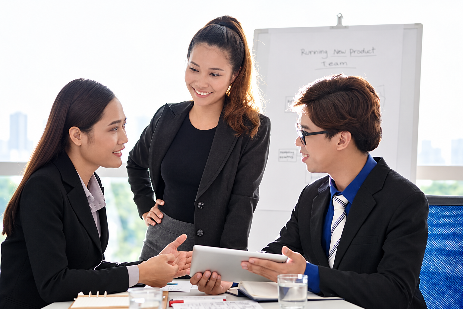 A team discussing a project in a meeting