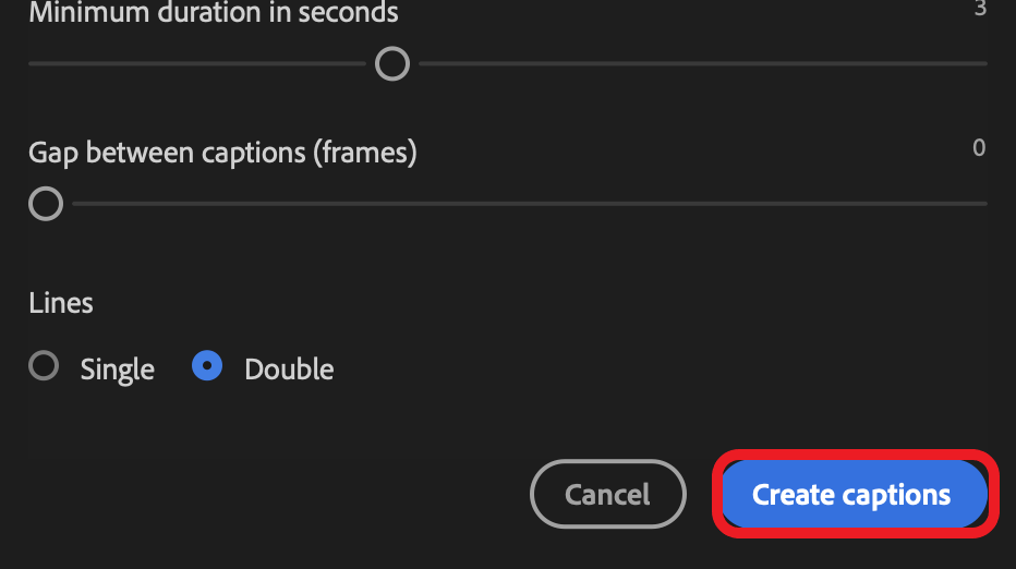 Select create captions