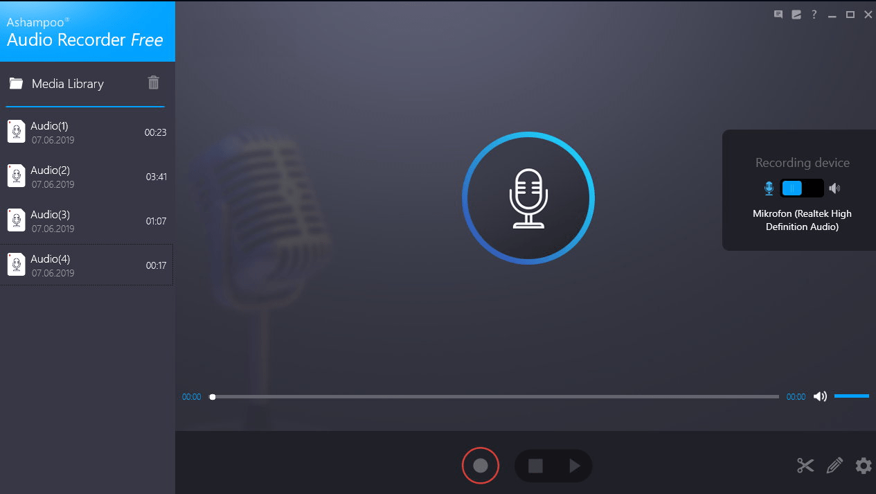 A free voice recording app for Windows