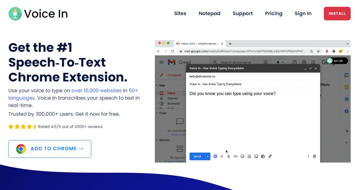 A lightweight Chrome extension to dictate speech in thousands of websites