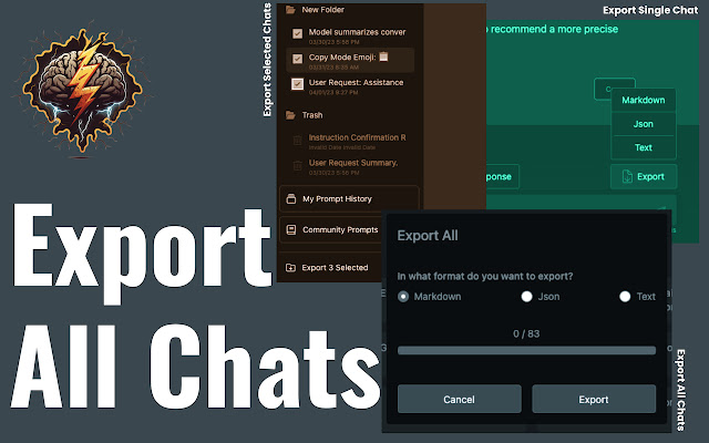 A marketing image for the extension showing the ability to export chats