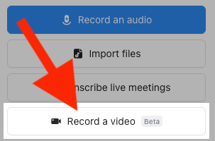 Una freccia rossa che punta al pulsante Registra un video