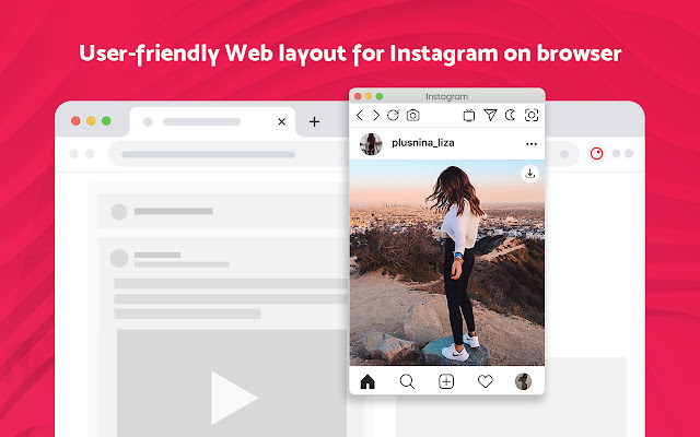 A screenshot of the extension emulating the Instagram mobile app