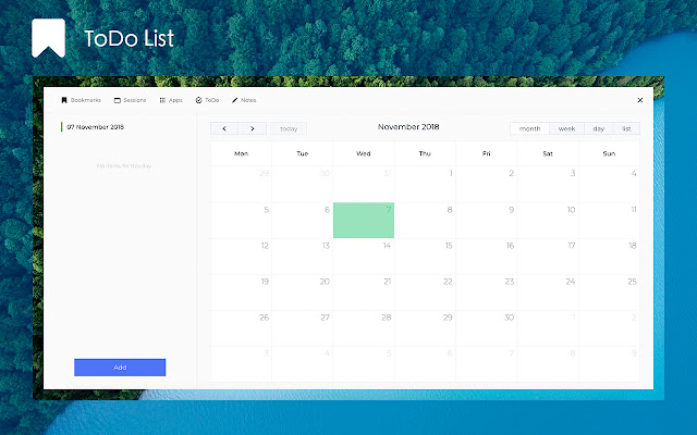 A screenshot of the Infinite Dashboard calendar