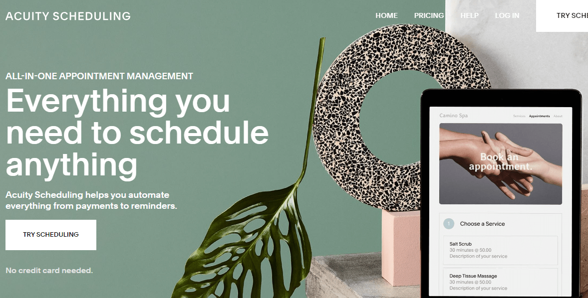 Acuity Scheduling homepage