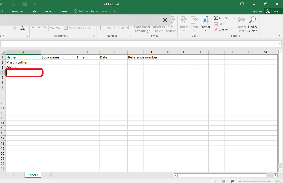 add content in excel