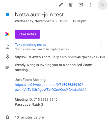 add the meeting link to scheduled meetings