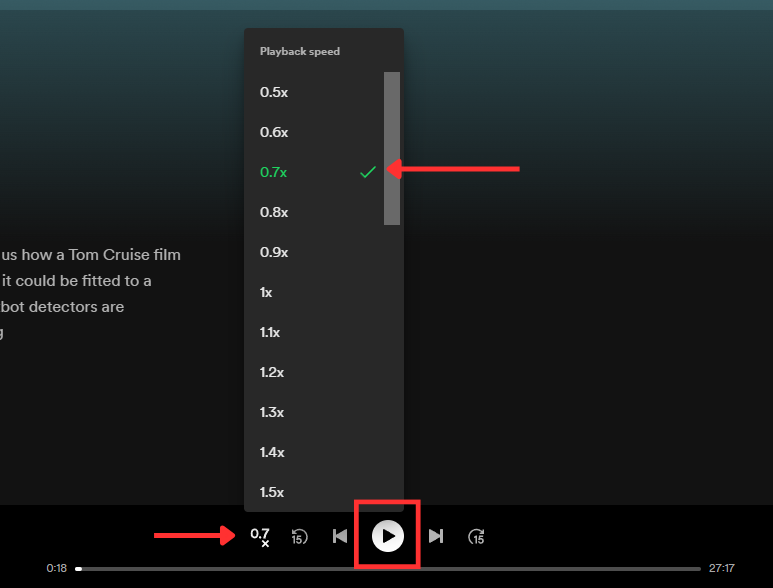 Adjust the playback speed in Spotify