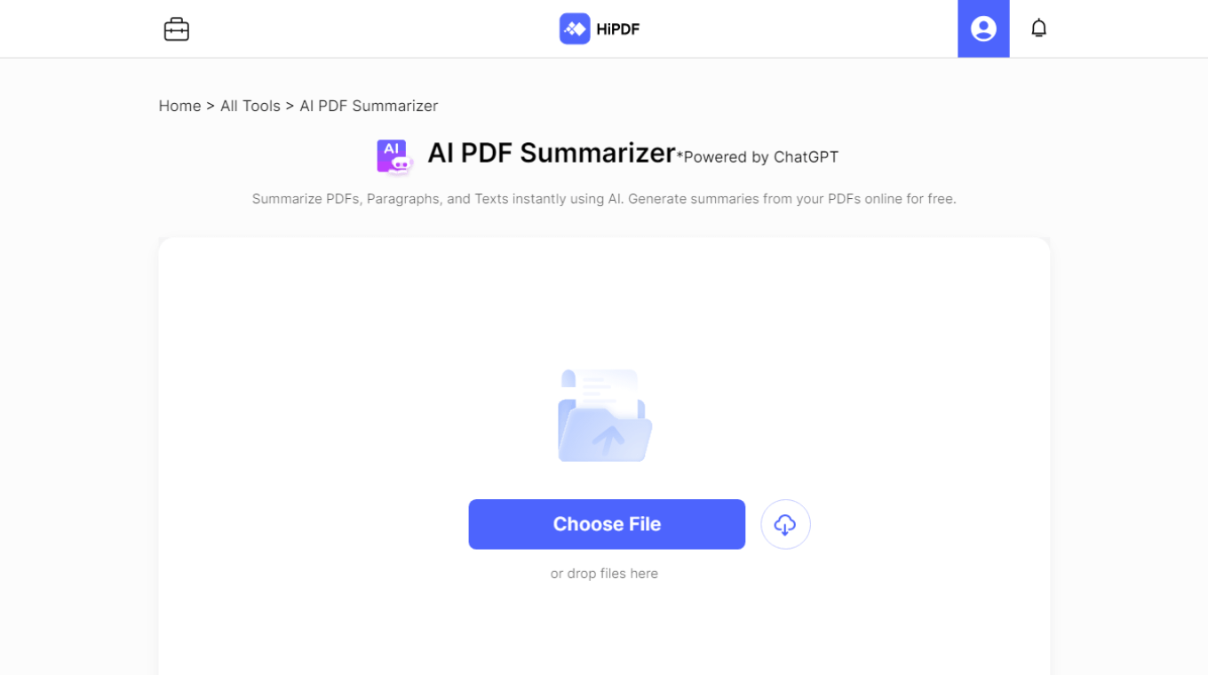 Riassuntore PDF AI di HiPDF per professionisti