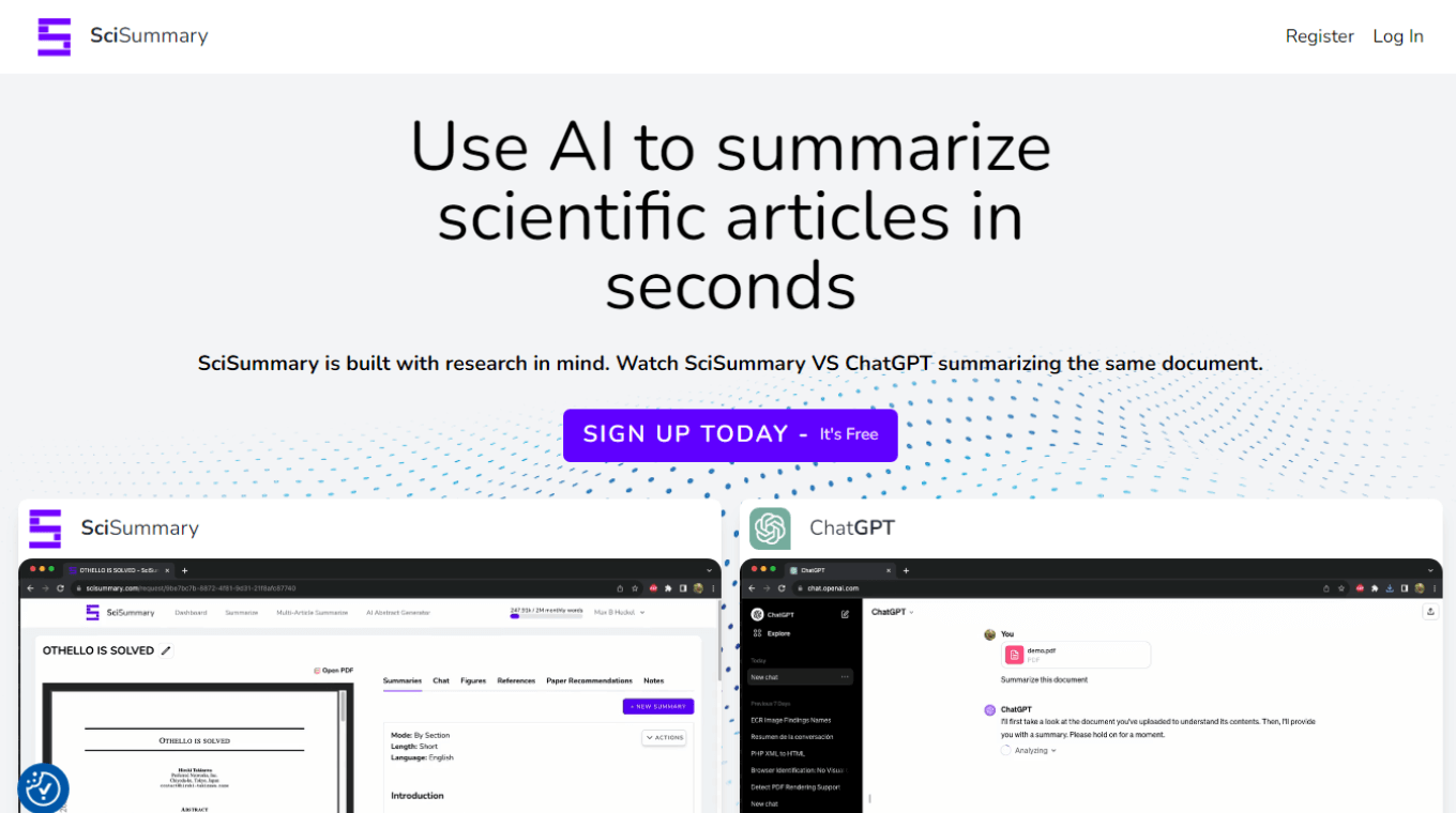 SciSummary for summarizing scientific articles