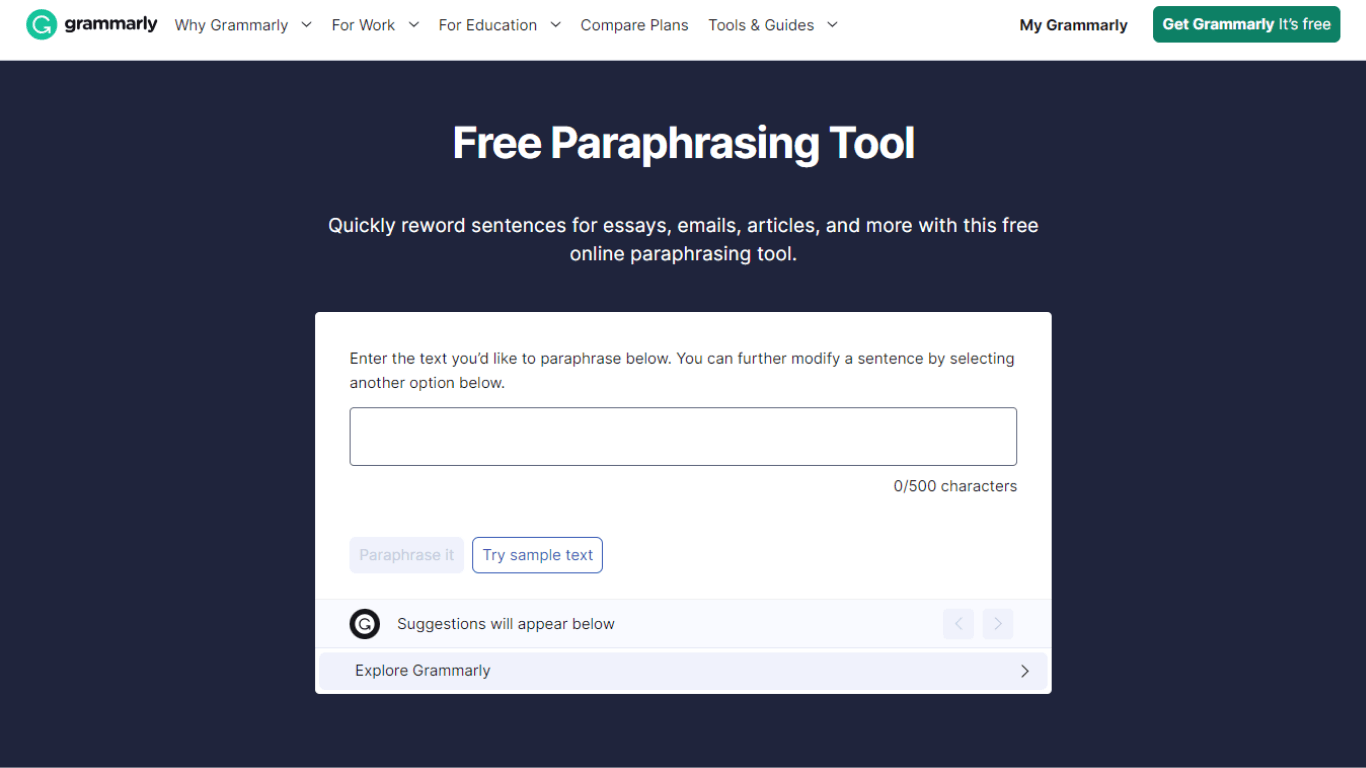 Grammarly paraphrasing tool