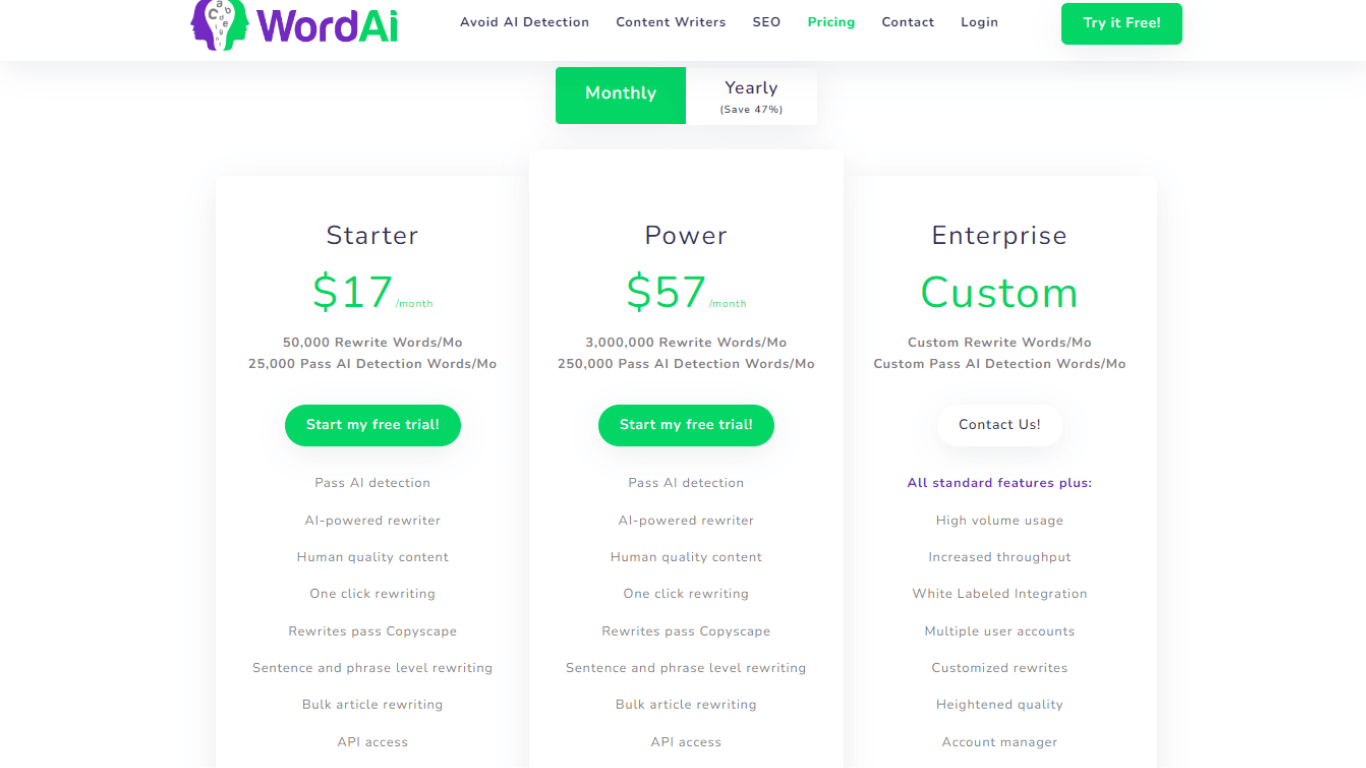 WordAi pricing and plans
