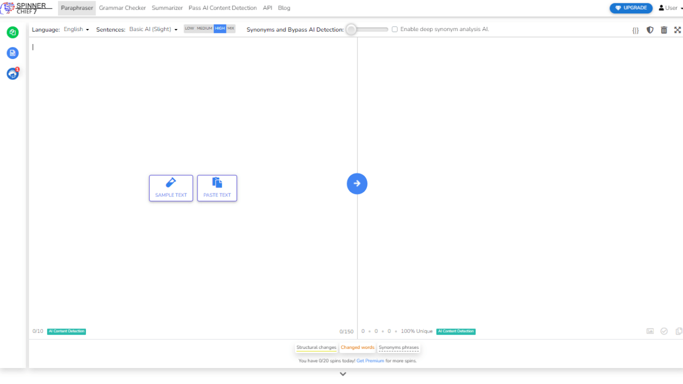 SpinnerChief AI paraphrasing software
