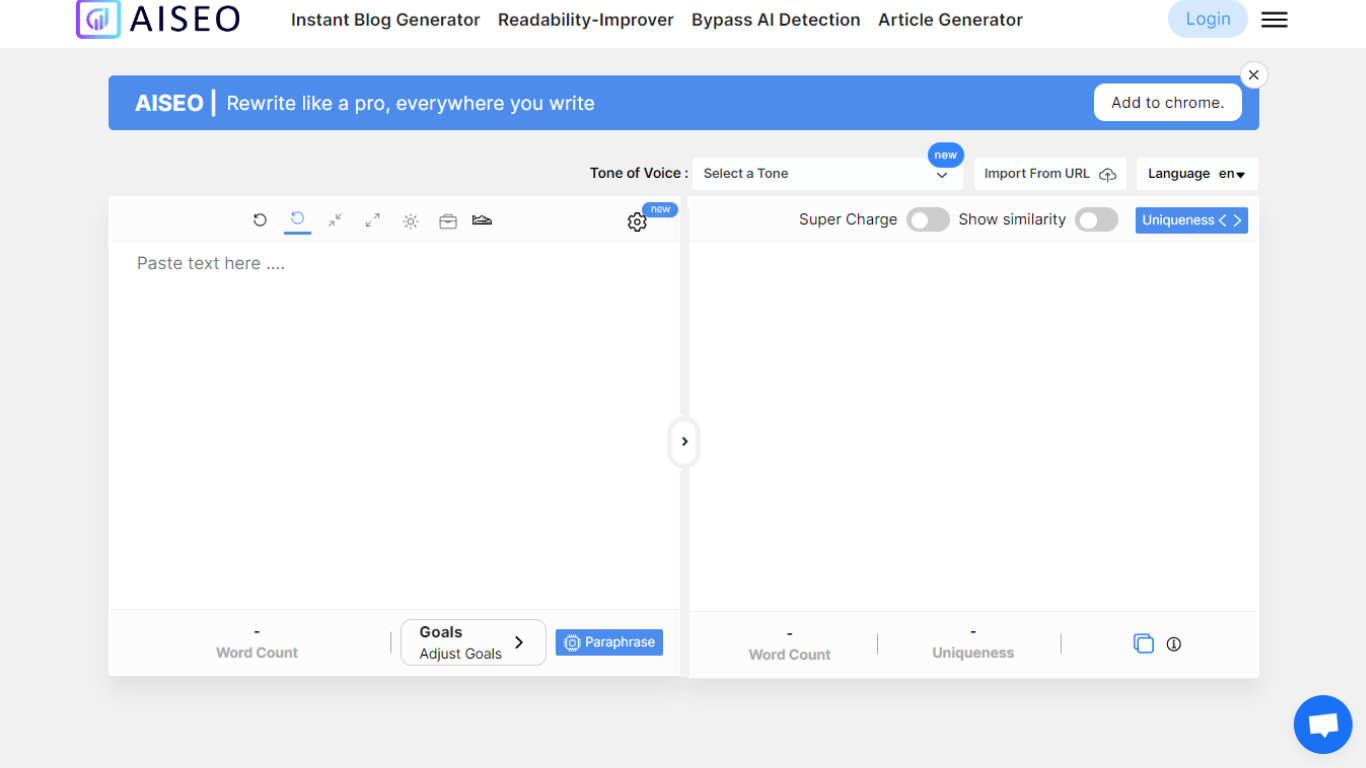 AISEO paraphrasing tool