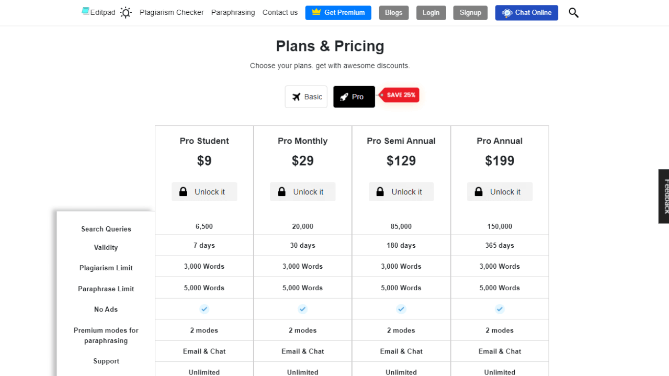 EditPad pricing and plans