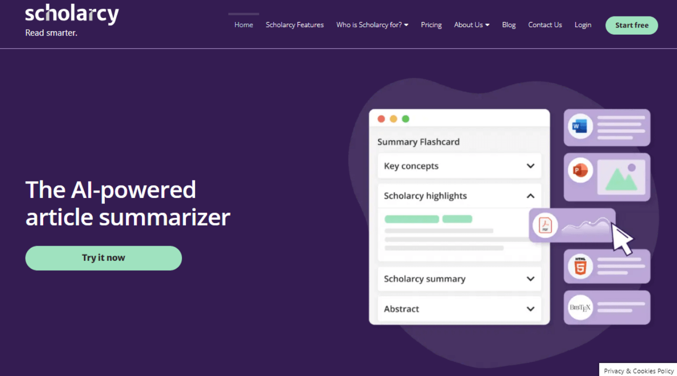 Scholarcy AI summarizer tool