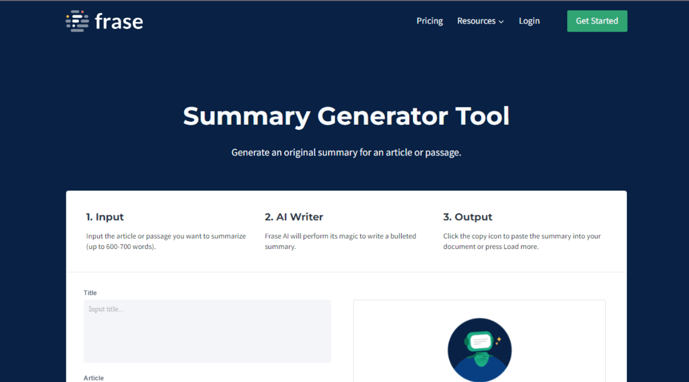 Frase summary generator tool