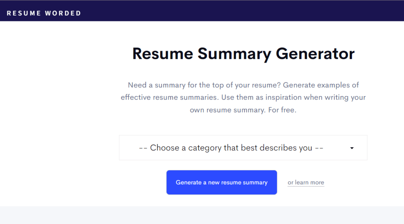 Resume Worded summarizer for resumes