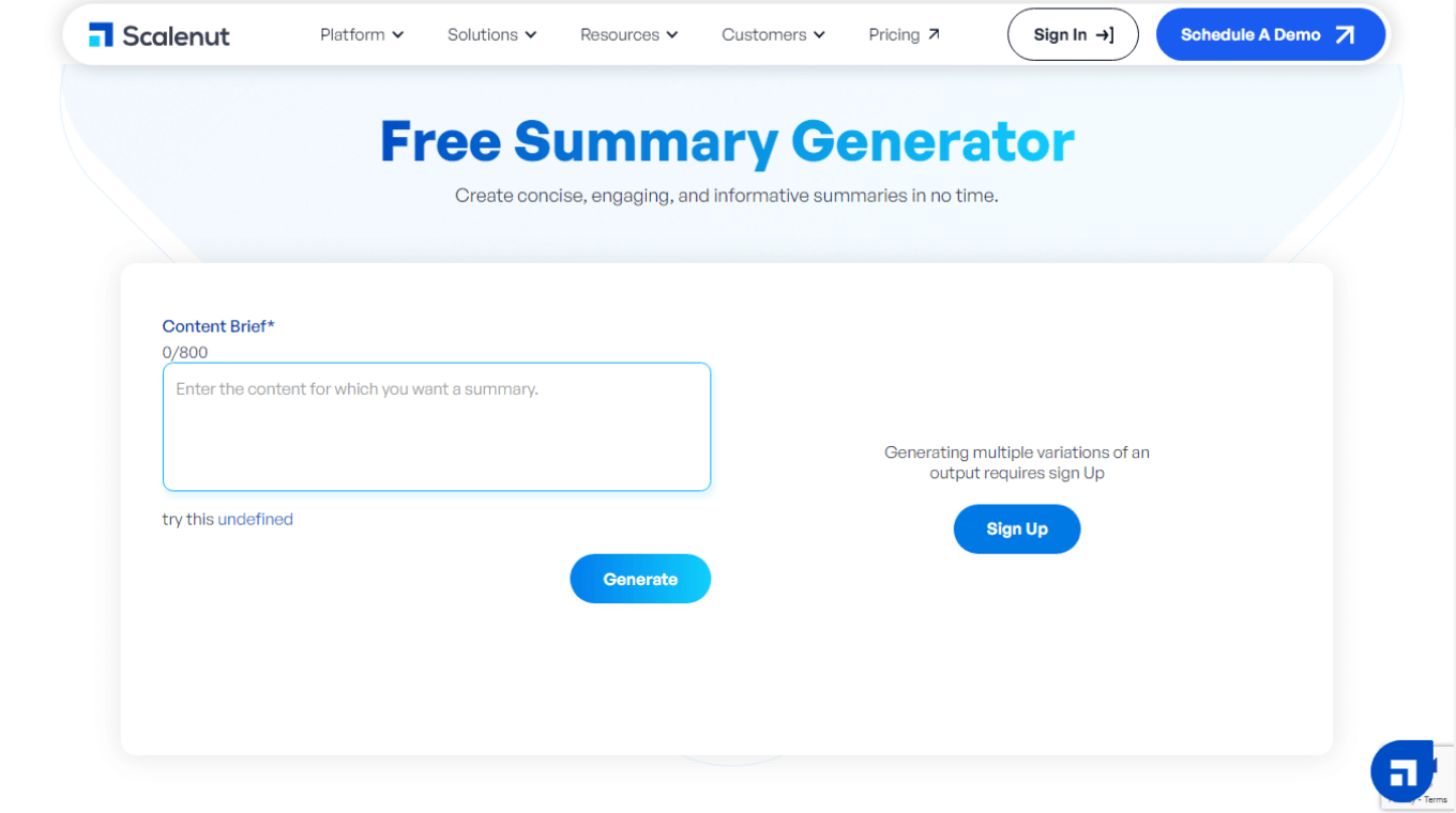 Scalenut free summary generator