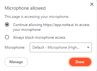 allow microphone access