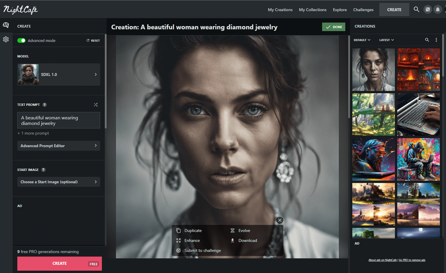 An AI generated face of a beautiful woman wearing diamond jewelry