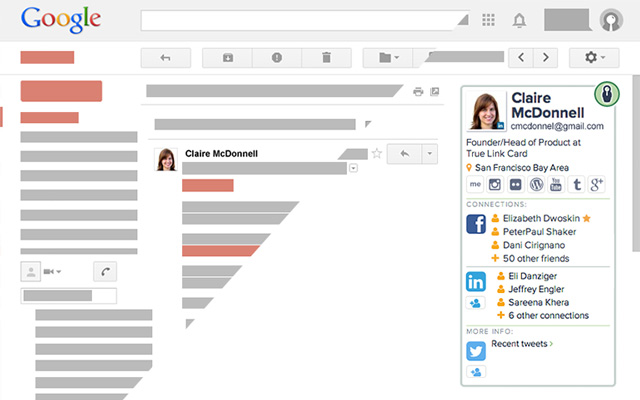 An illustration of Discoverly showing a contact’s information across multiple platforms