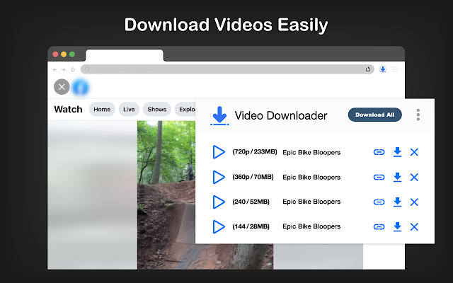 An illustration of video downloader showing quality options for downloading a video