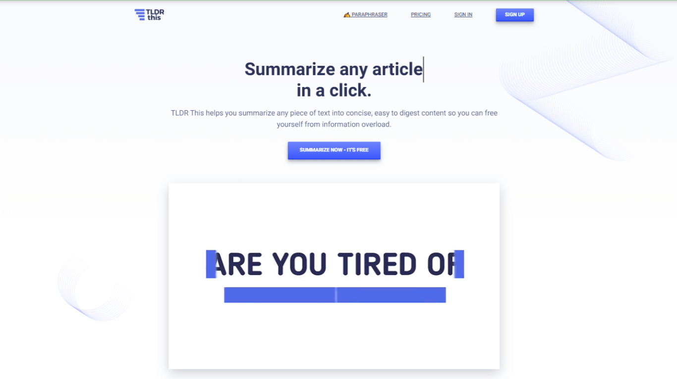 TLDR This article summary generator free