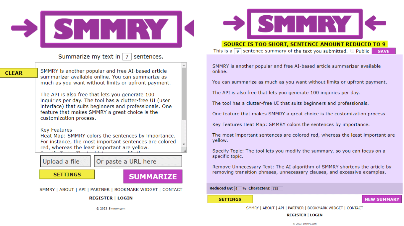 SMMRY summarizing example
