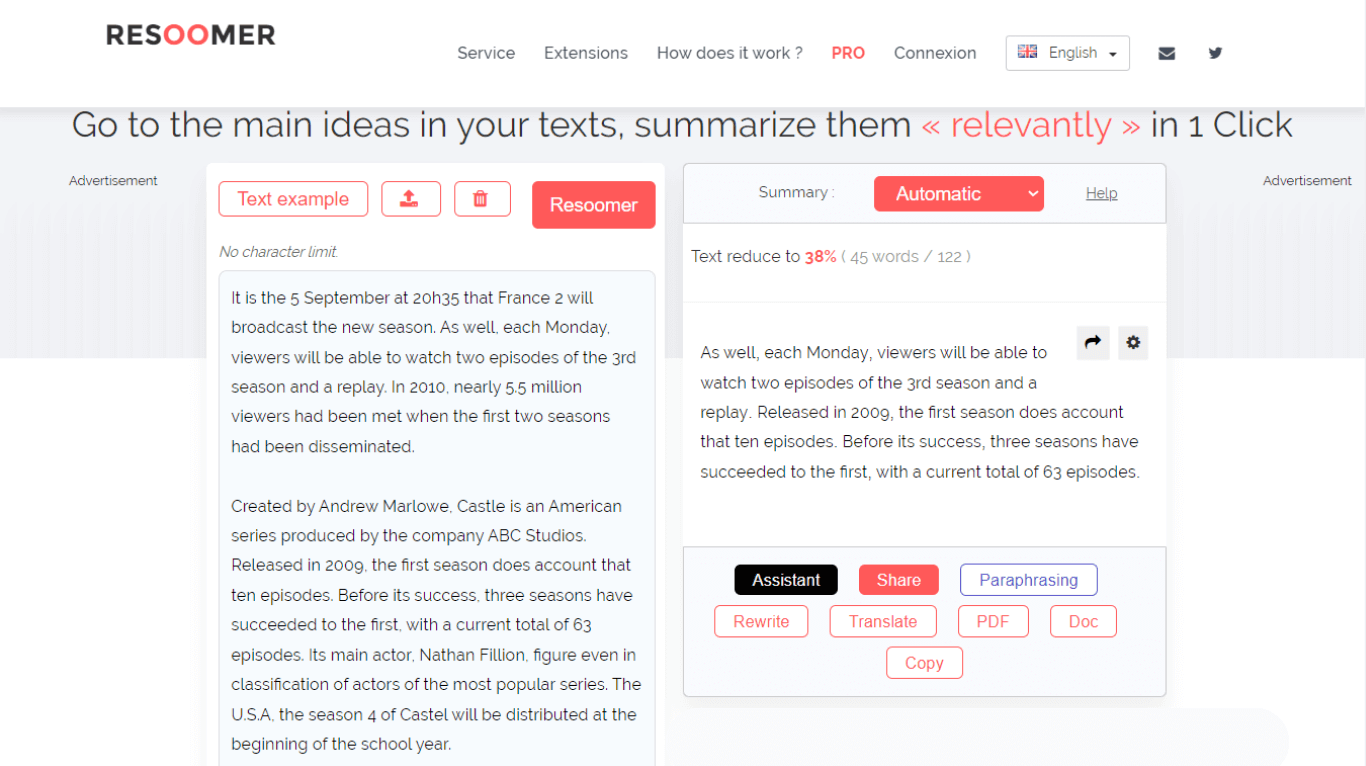 Resoomer summarizing example