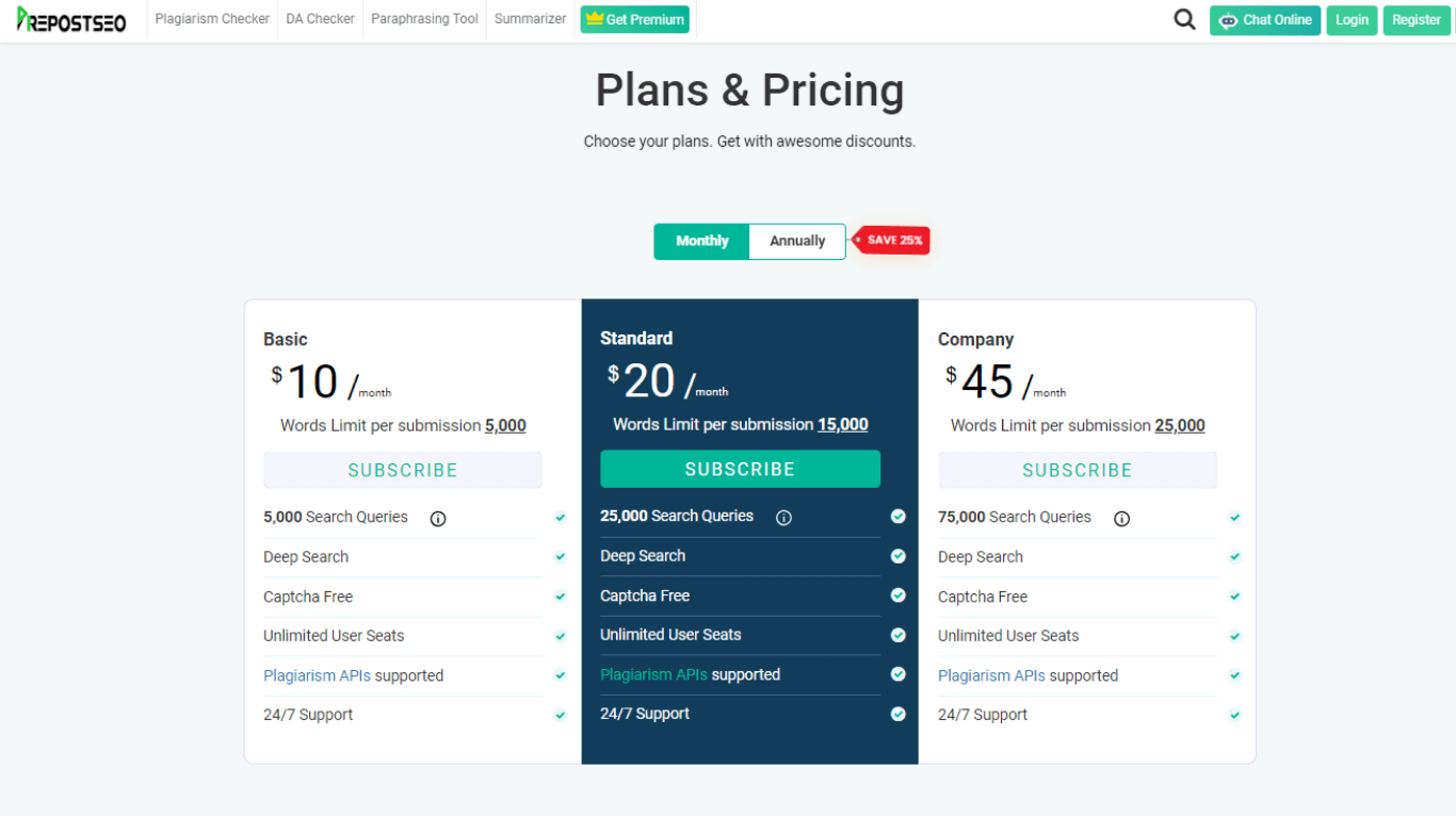 PrepostSEO plans and pricing