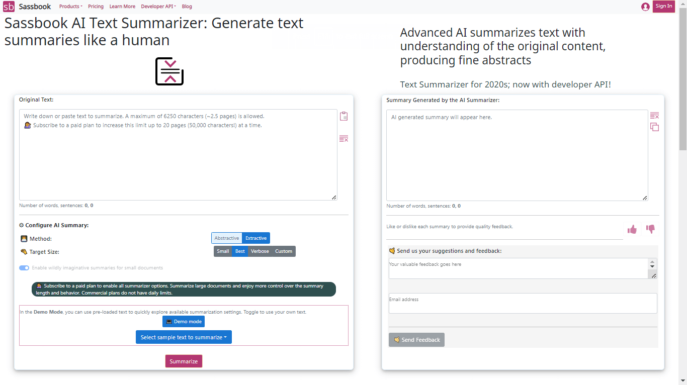 Sassbook summarizer for research papers