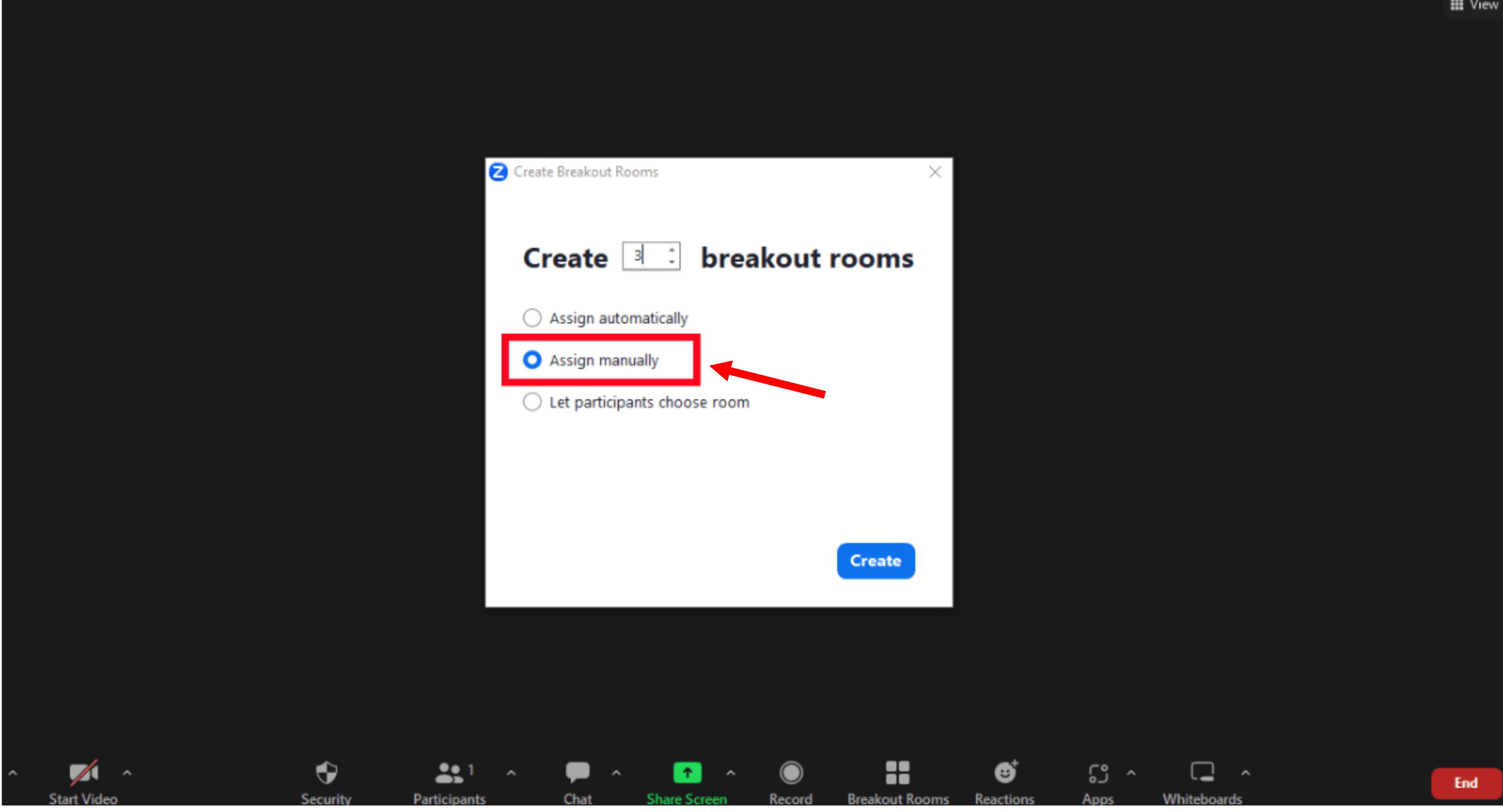 assign participants to breakout room manually