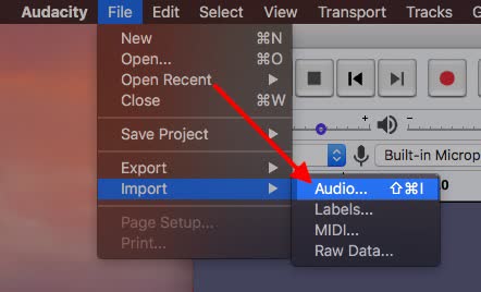 Import your audio into Audacity
