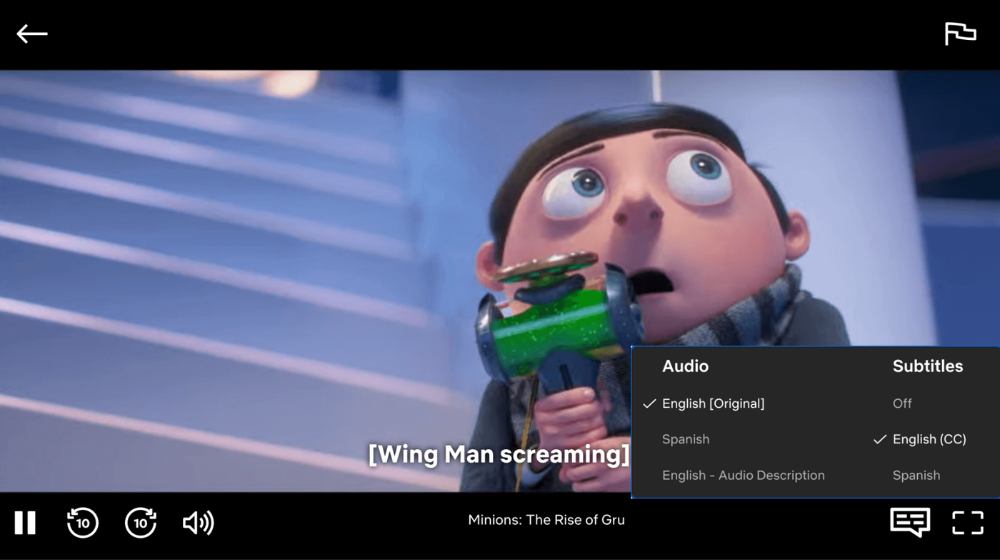 audio and subtitles to open up the menu