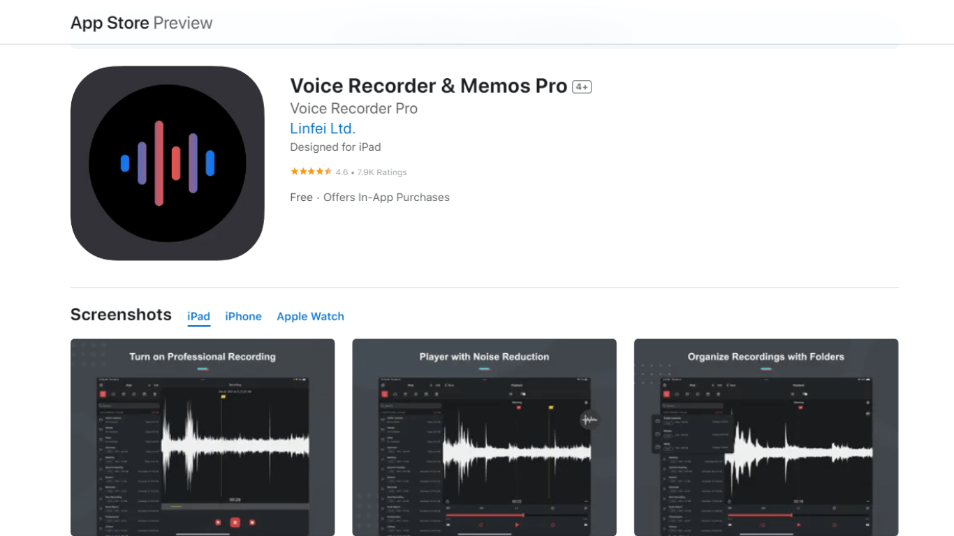 Voice Recorder & Memos Pro with voice filters