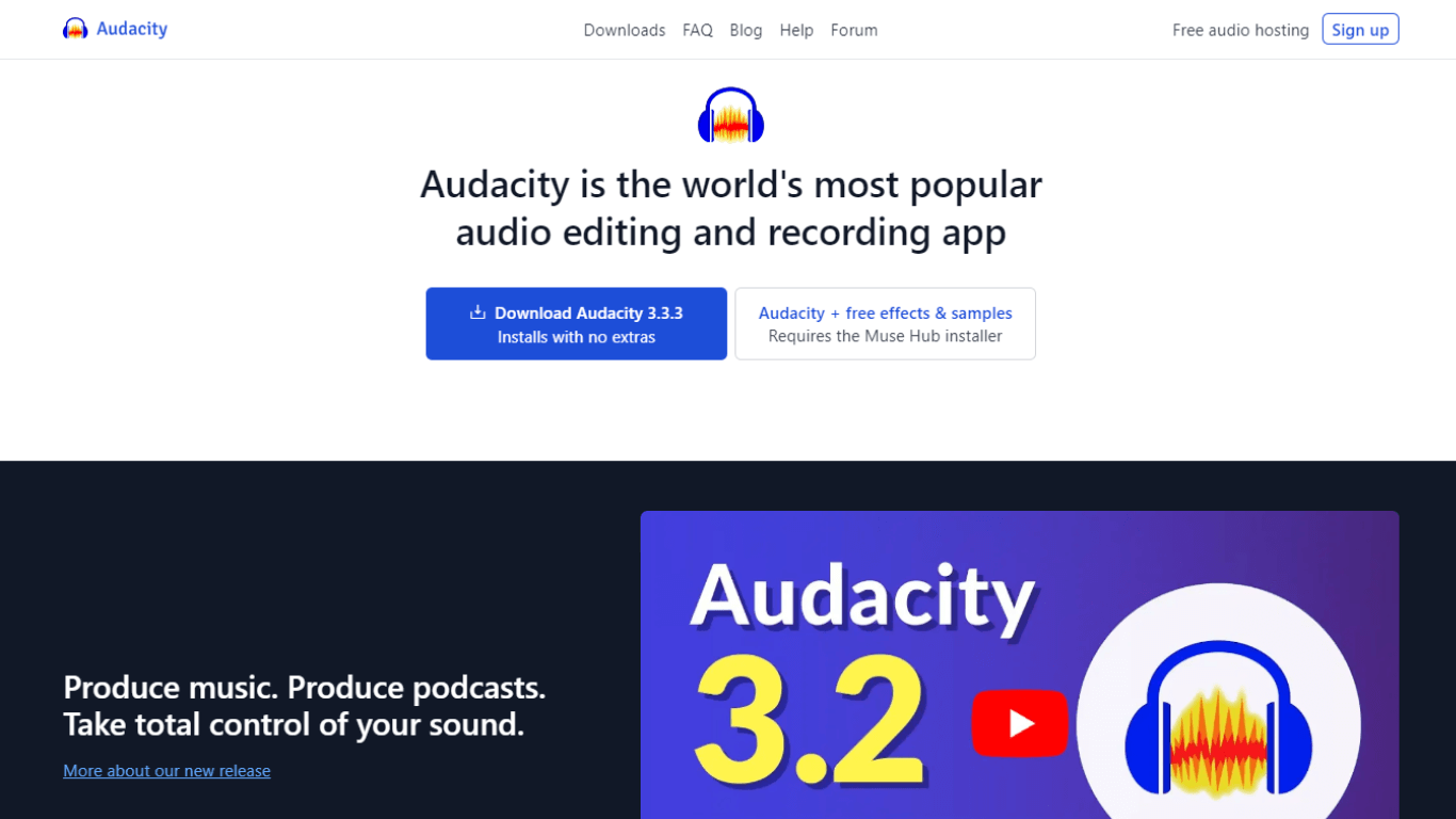 Audacity audio recorder and editing tool