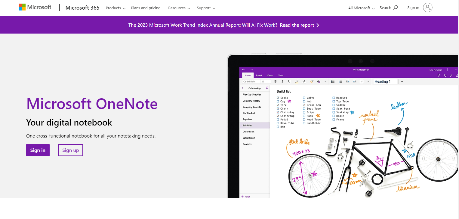 Blend writing, sketching, and storing notes with OneNote