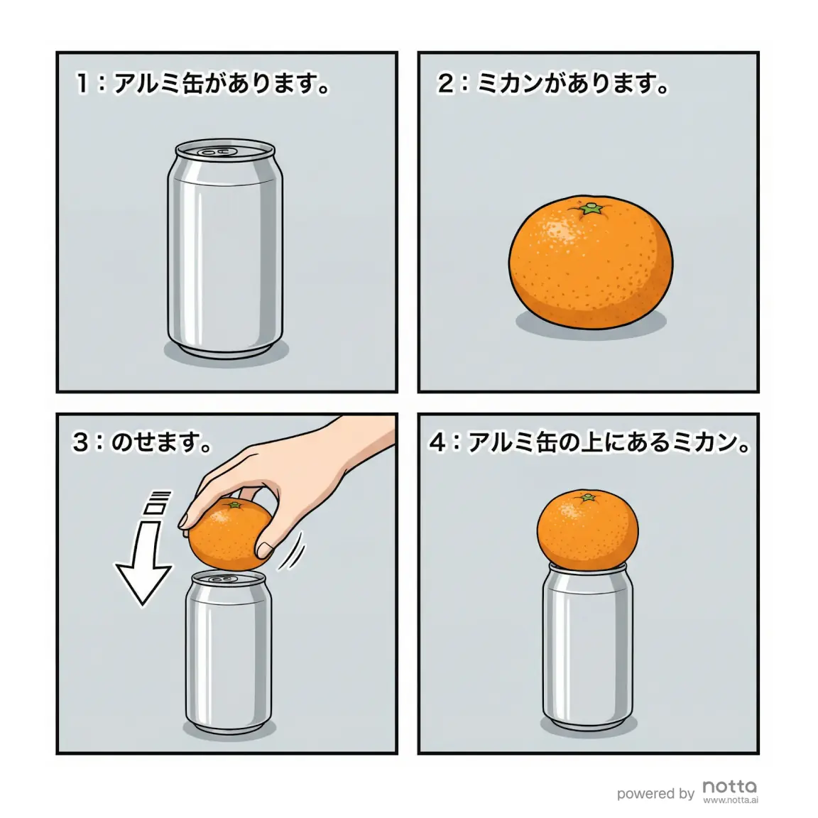 アルミ缶とミカンの4コマ漫画