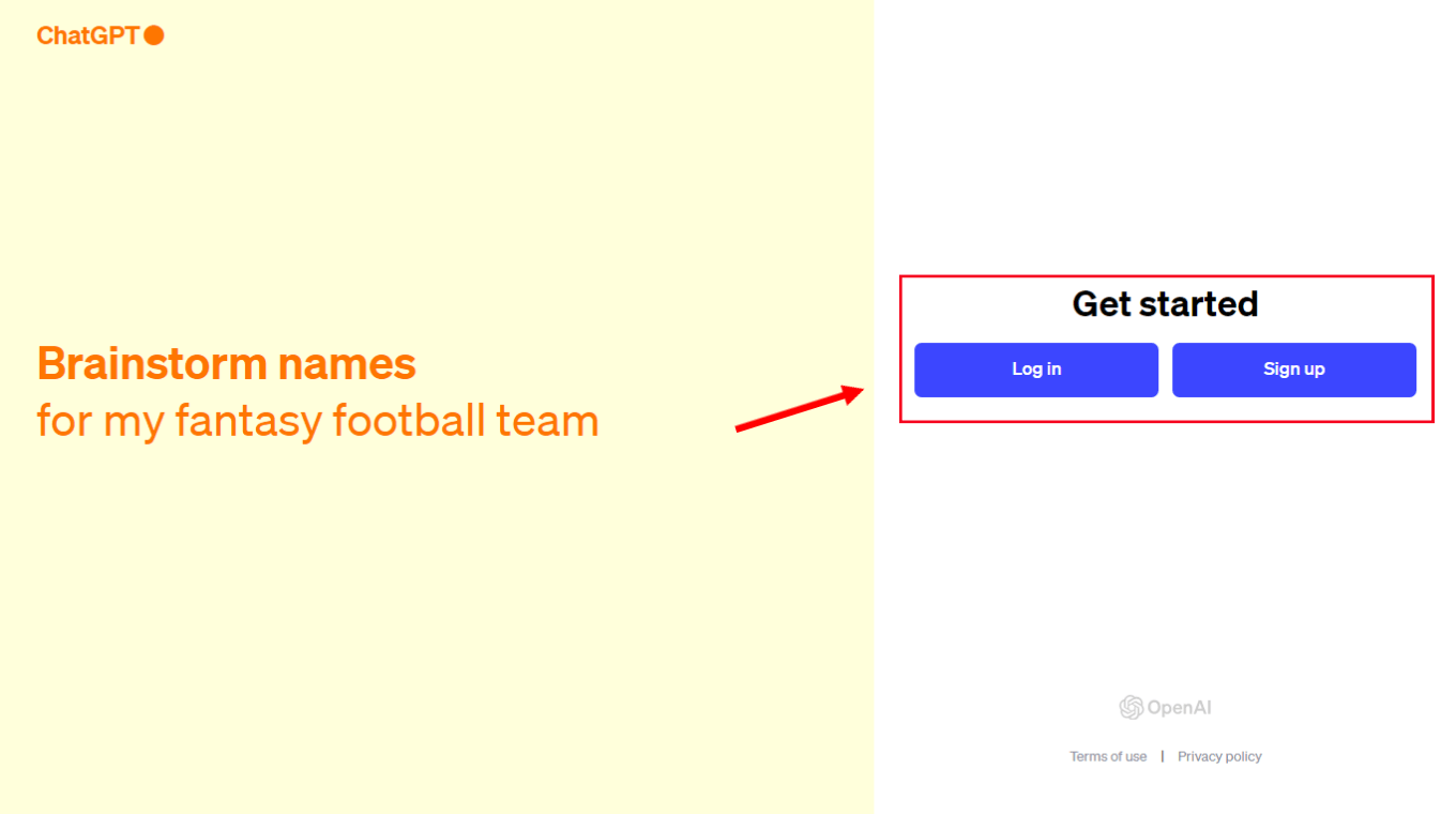 Go to ChatGPT's official website and log in or sign up to get started