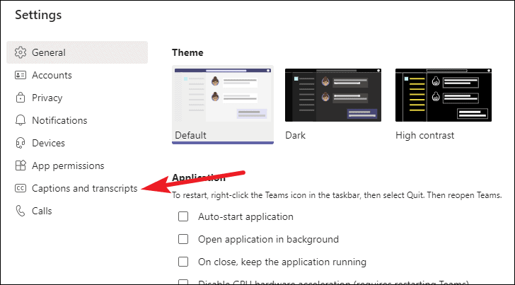 captions and transcripts in settings